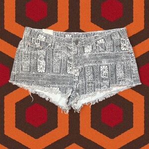 RARE Insight @ PACSUN Aztec Print High Waisted Cheeky Denim Shorts — Size 6